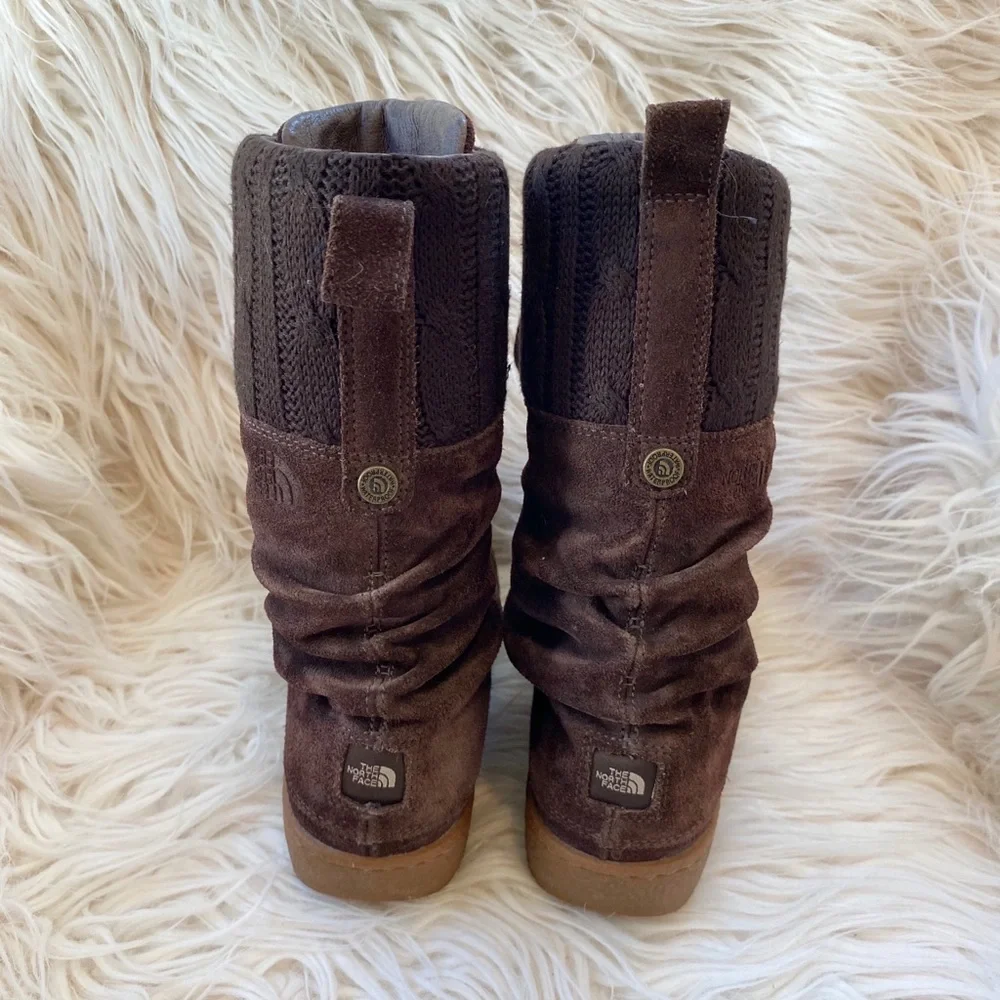 The North Face Suede Boots Knit Top Sz 6.5
